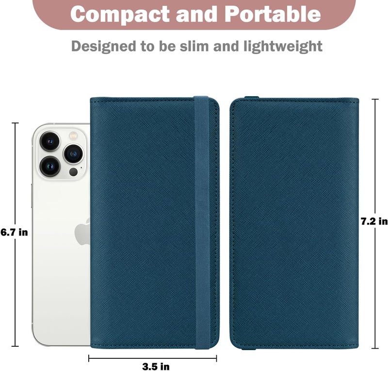Hot Cool Checkbook Cover with Elastic Band - Premium Leather Clear PVC Divider Durable, Compact, and Multi-Functional Holder Wallet Case for Man and Woman, Cross - Blue - Image 4
